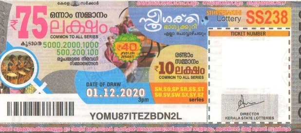 Sthree sakthi Weekly Lottery SS-238 01.12.2020