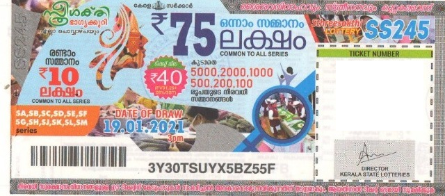 Sthree sakthi Weekly Lottery SS-245 19.01.2021