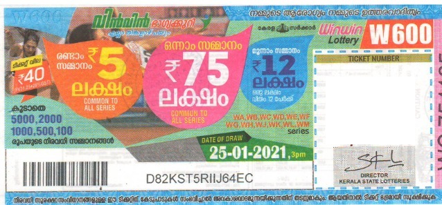 Win-win Weekly Lottery W-600 25.01.2021