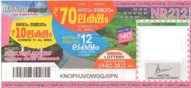 Nirmal Weekly Lottery NR-212 19.02.2021