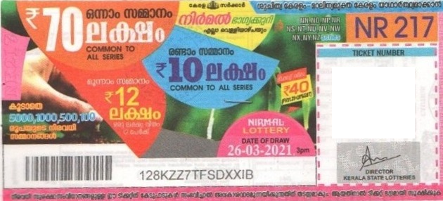 Nirmal Weekly Lottery NR-217 26.03.2021