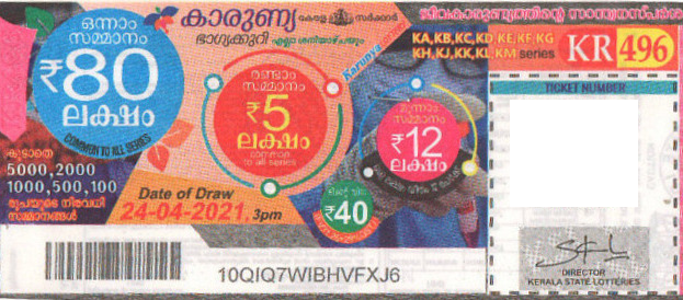 KARUNYA Weekly Lottery KR-496 held on  03.05.2021