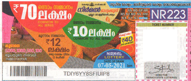 Nirmal Weekly Lottery NR-223 07.05.2021