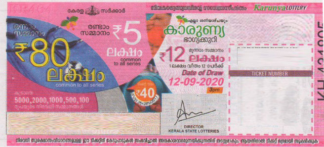 Karunya Weekly Lottery KR-464 12.09.2020